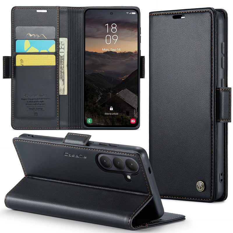 for Samsung Galaxy S26 Wallet Case with Card Holder, [2 in 1] PU Leather Flip Folio Case, RFID Blocking Credit Slots Kickstand Shockproof Phone Cover for Women Men, Black for S26 (6.3")