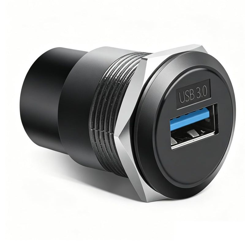 USB 3.0 Threaded Fixed Mount Adapter, USB Type A Female to Female Embedded Panel Mount Adapter, Socket to Socket Pass-Through Coupler 5Gbps Data 5V/1A Charger