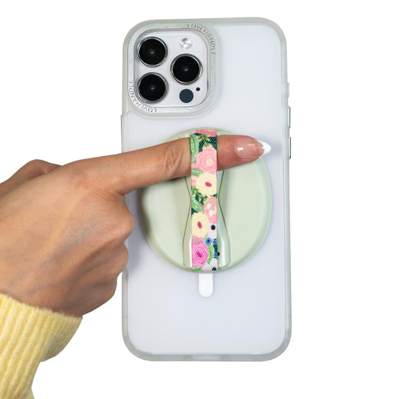 LOVEHANDLE Universal Phone Grip for MagSafe with Metal Ring- Camellias