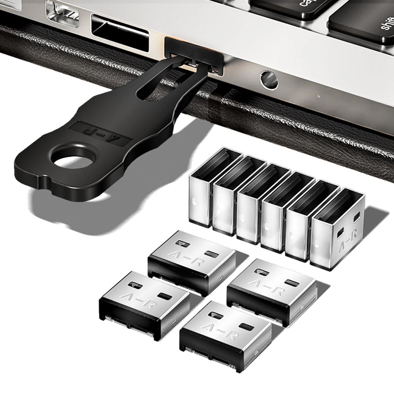 USB-A Port Locks 100-Pack 10 Keys Dust-Proof&Physical Security Black | PHYSICAL SECURITY Insert, Dual-keyhole Damage-free Removal, Dust&Waterproof, for Server Rack, Data Center, IT Enterprise