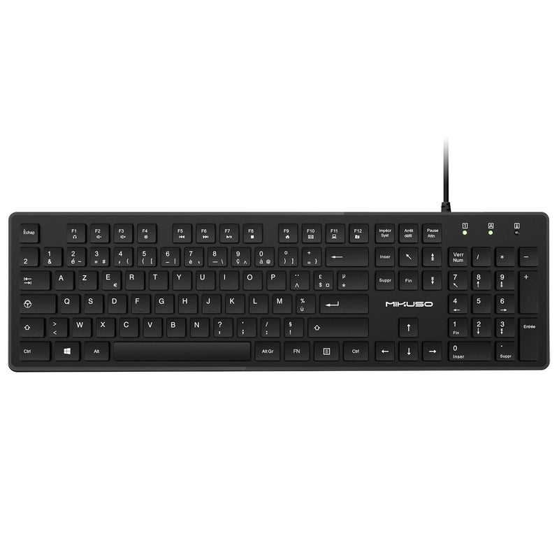 French AZERTY Keyboard Wired USB for Computer Laptop PC | 105 Keys Full-Size Laser-Etched(Not Fading Character）1.6m Cable Length,Typing Comfort for French Speakers,Office French AZERTY Layout