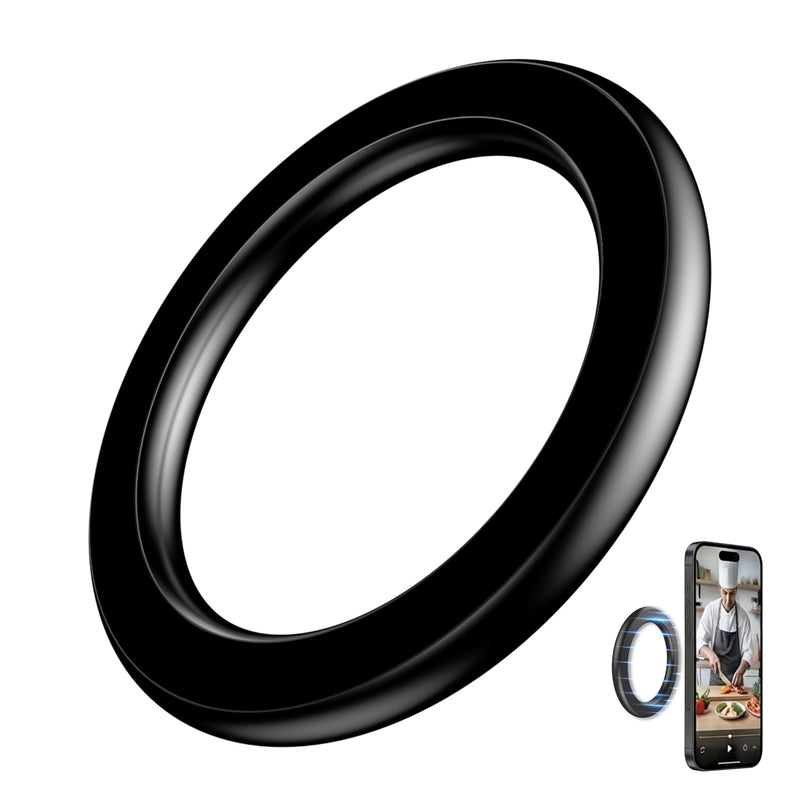 Double-Sided Magnetic Ring Holder [2026], Magnetic Wall Mount, Detachable Phone Mount for MagSafe Cases, Hands-Free Selfies and Videos for iPhone and Android (Black) Black