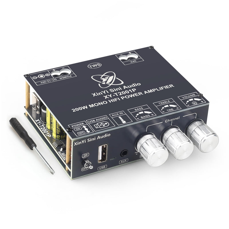 200W Mono Amplifier Board TPA3221 Chip with TWS,Bluetooth/3.5mm AUX/USB Input,Vehicle Amplifier Wide Voltage Input 12-30V