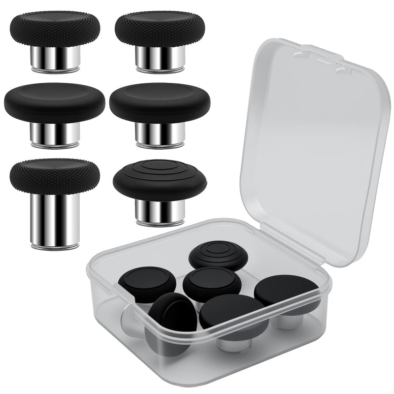 6 Pcs Metal Thumbsticks Kit with Transparent Box, lyfLux Compatible with Xbox Elite Series 2 Controller, Premium Replacement Joysticks for Xbox Elite 2 & Elite 2 Core Accessories, Silver-Black