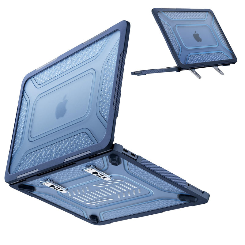 Case for MacBook Neo 13 Inch 2026 Release, Model A3404 / A18 Pro | Heavy Duty Shockproof Hard Shell Cover with Fold Kickstand & Heat Vents, Navy Blue 13" Neo 13 Neo 13 Navy Blue
