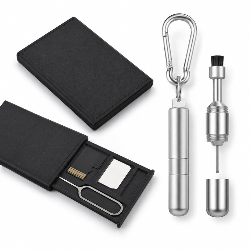 SIM Card Removal Tool & Holder 2 in 1 Eject Pin with Storage Case | Stainless Steel Pin, Compact Card Holder, Secure Storage, Travel-Friendly Design