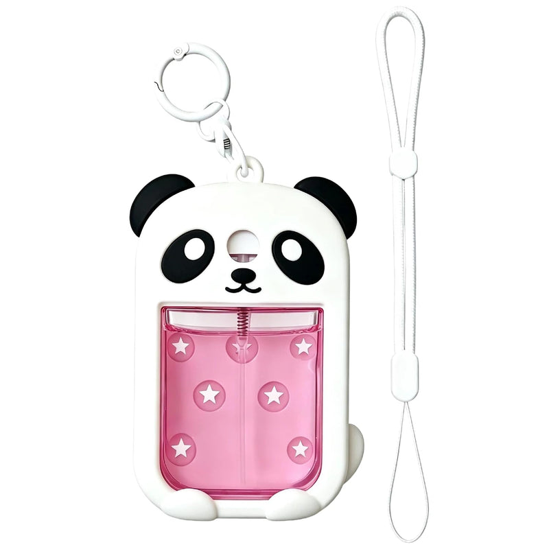 Panda Hand Sanitizer Case, Compatible with Touchland 1 FL OZ Mist | Durable silicone cover, Adjustable lanyard & keychain, Trendy purse charm, Everyday travel commute essential, Gift for her