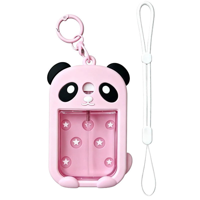 Panda Hand Sanitizer Case, Compatible with Touchland 1 FL OZ Mist | Adjustable lanyard & keychain, durable silicone cover, trendy purse charm, everyday travel commute essential, gift for her