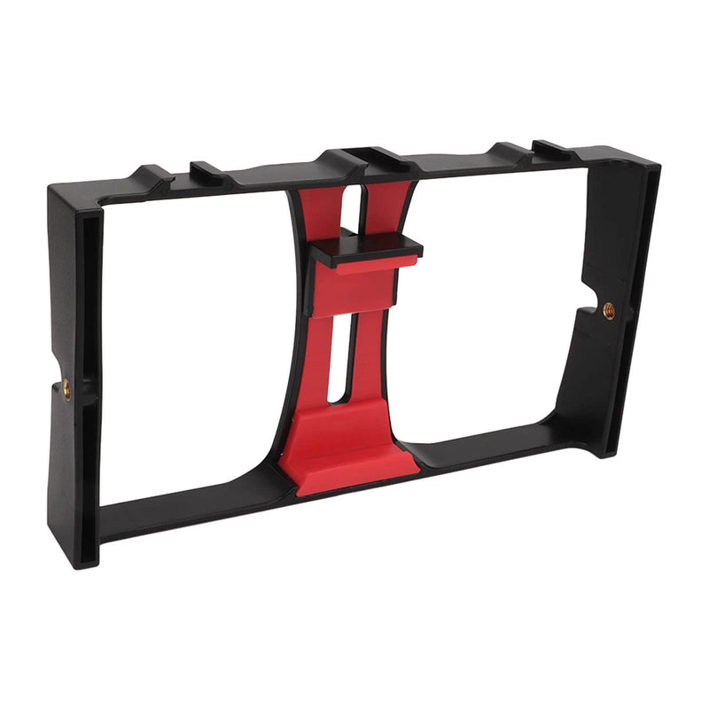 Generic Portable Phone Video Camera Cage Smartphone Video Rig with 3 Cold Shoe Mounts 1/4in Screw Holes for Live Streaming Vlogging Filmmaking (Red) Red