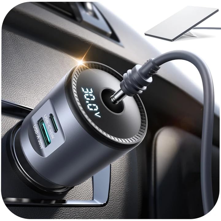 JOYROOM Starlink Mini Car Adapter, 12V-24V to 30V DC Step-Up Converter | 30V Step-Up, Ultra Stable, No Reboot, Digital Voltage Display, 3-in-1 w/ Dual-Port USB Fast Charging for Car, RV, Truck, Boat Grey