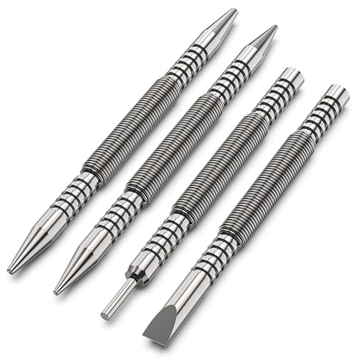 Glieskir 4-Piece Dual-Head Nail Setter, Hinge Pin Punch and Cold Chisel Set