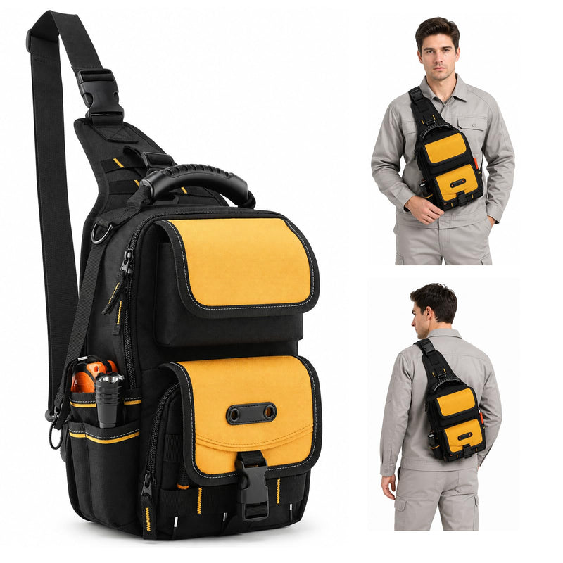 Mosthink Portable Small Tool Bag, Men Heavy Duty Tool Pouch, Waterproof HVAC Toolbag Mini Carry Tool Bags for Technician DIY Daily Use (Yellow) Yellow