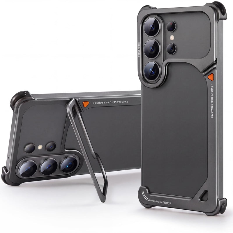 OATSBASF 9 Case for Samsung Galaxy S26 Ultra Bumper Case Metal Black | Aluminum Frame Slim Fit No Back Design, Compatible with MagSafe, Shockproof Protection, Minimalist Frameless Phone Case