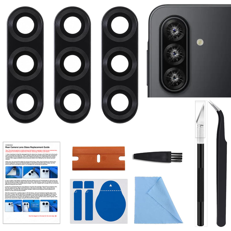 GREEN FUSION 3PCS Rear Camera Lens Glass Replacement Part Compatible with Galaxy A17 4G/5G, with Tools & Instruction