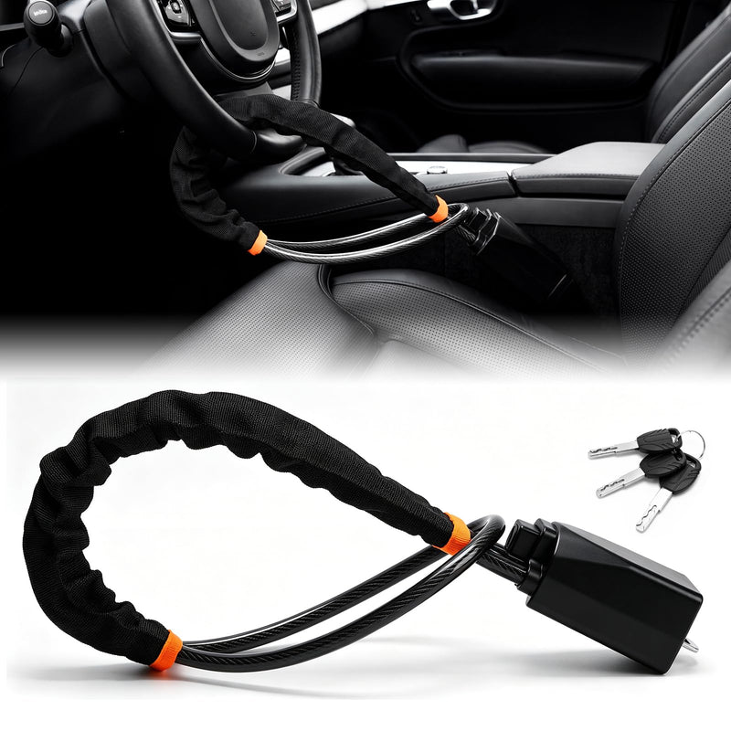 Vitog Car Steering Wheel Lock, Seat Belt Lock, Max 17" Length Universal Anti-Theft Device, Compact & Lightweight, Fit Most Vehicle, SUV, Golf Cart, Multi-Function Security Lock with Keys