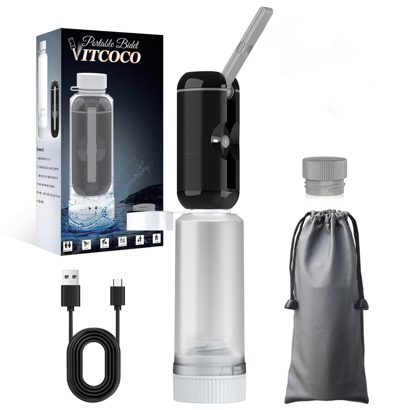 Portable Bidet for Travel, VITCOCO Waterproof Electric Travel Bidet Sprayer,Rechargeable High Pressure Handheld Bidets for Personal Hygiene Cleaning,Black Black