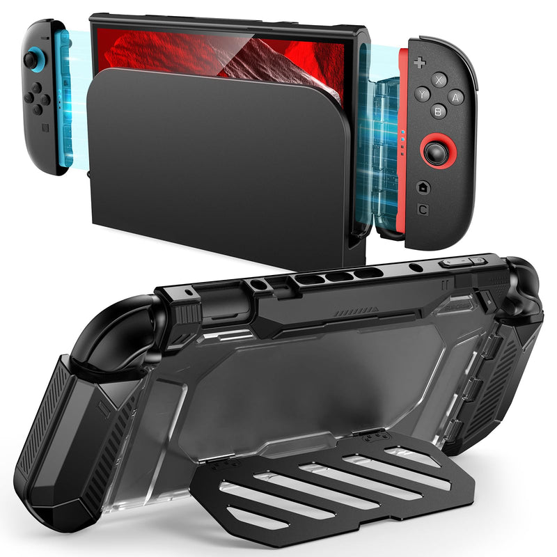 SUPCASE for Nintendo Switch 2 Case with Foldable Aluminum Alloy Stand,Black | Exclusive Hinge Joy Con Quick Release, Dockable Case, Military-Grade Protection, Switch 2 Protective Case with Ergonomic Grip