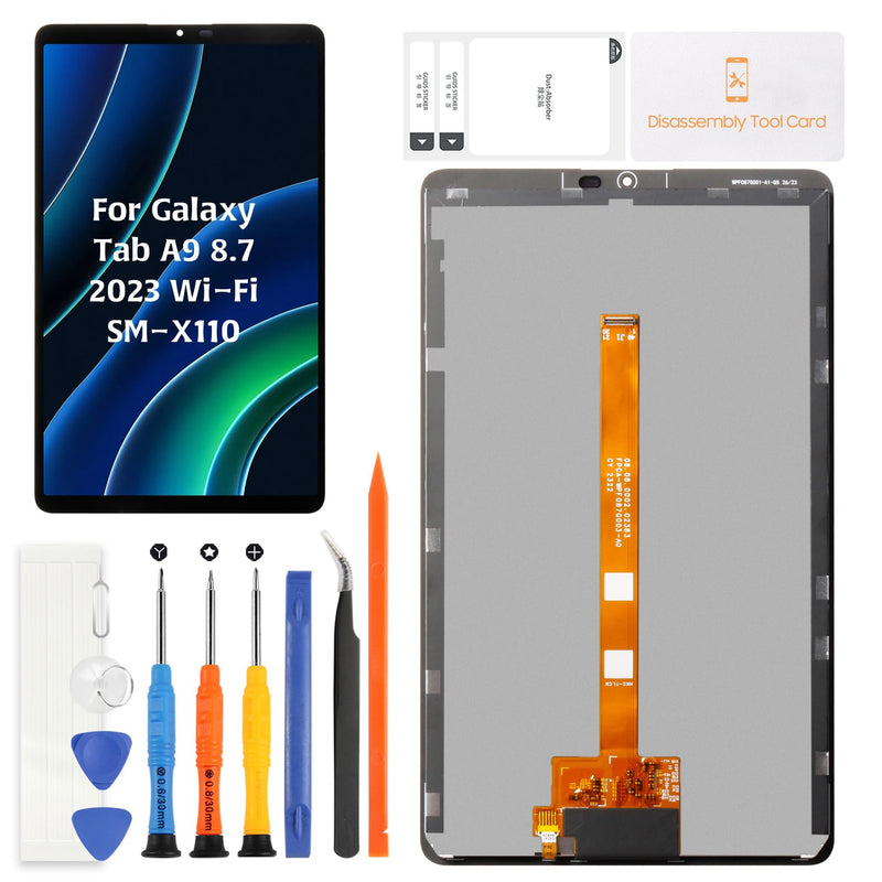 for Samsung Galaxy Tab A9 2023 Wi-Fi SM-X110 Screen Replacement 8.7" Black TFT Display Assembly Touch Digitizer with Repair Kit (Not Compatible with LTE SM-X115) (SM-X110)