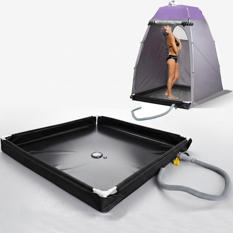 Portable Shower Pan (Not Including Tent) 39" x 39", Foldable Camping Shower Base Floor for Outdoor Indoor Beach