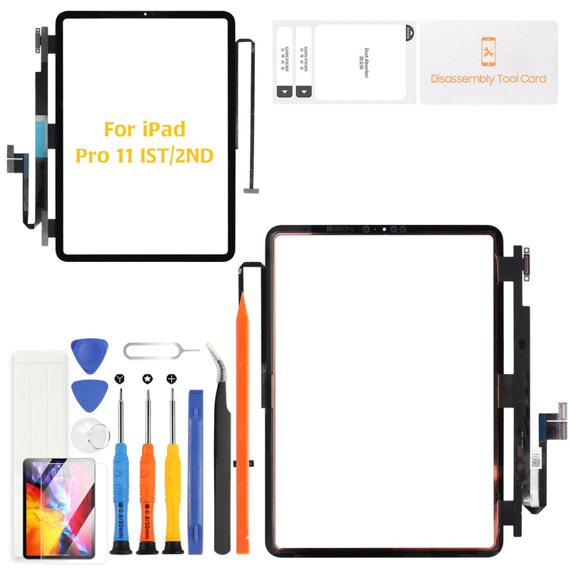 for iPad Pro 11 Touch Screen Replacement 1st Gen 2018 / 2nd Gen 2020 Touch Digitizer Glass A2013 A1934 A1980 A1979/A2068 A2230 A2228 A2231 with Tools