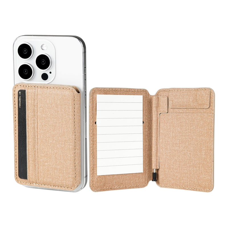 Magnetic Notebook Notepad Card Holder, Compatible with iPhone 16 Series and Other Phones with Three Types of Notepad/Magnetic Invisible Pen. (Beige) Black
