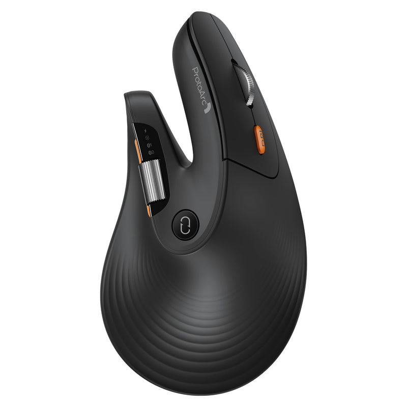 ProtoArc EM11 Pro Ergonomic Mouse for Large Hands, Side Scroll, Black | Designed for hands 7.5-8.5". Browser-based customization, Side scroll wheel for Excel/video editing, Multi-Device.