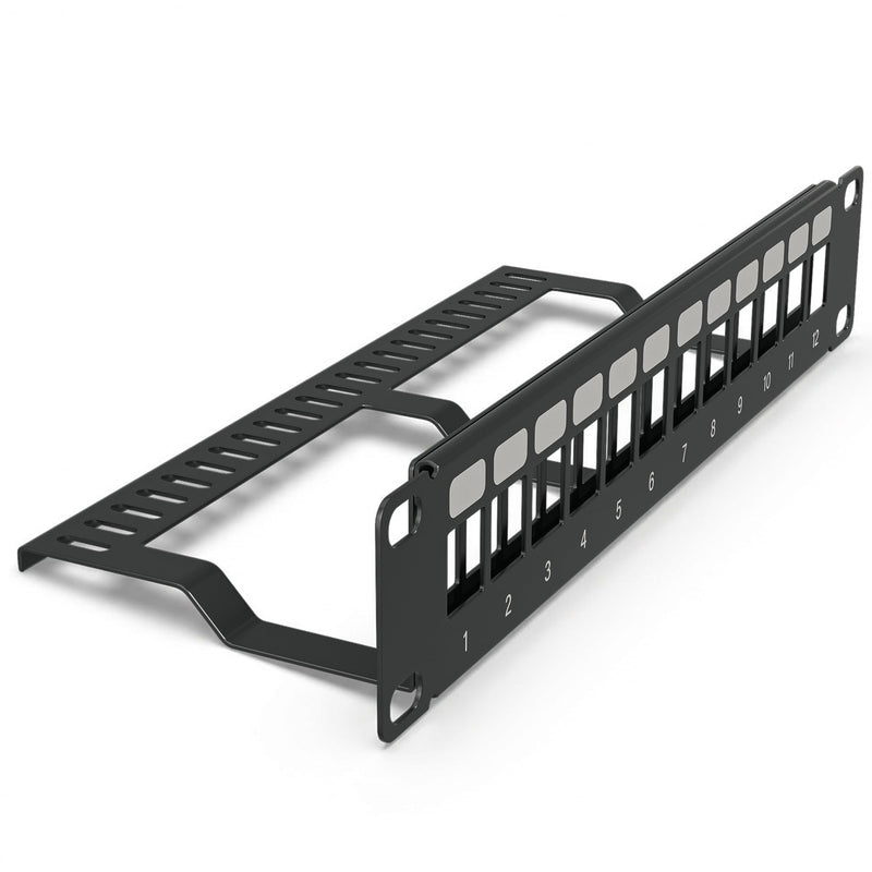 10" Patch Panel for Mini Network Rack (12 Port) - Tupavco TP410 | Keystone patch panel for mini network rack (10 inch) cable management, keystone jacks not included