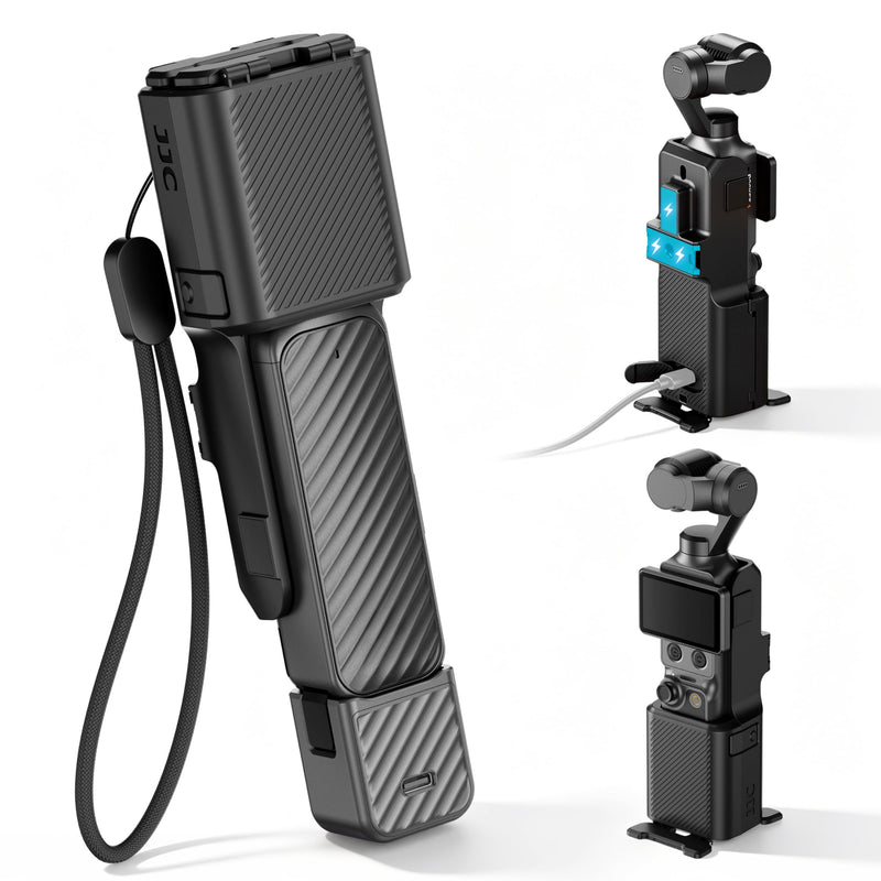 JJC All-in-1 Pocket 4 Case for DJI Osmo Pocket 3 / Xtra Muse,Compact Black | Protective Case Handle Table Mount Magnetic Mount,w. Quick Release Plate & 1/4"-20 Hole for Selfie Vlog Recording