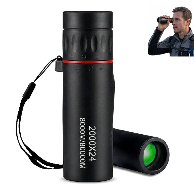Mini Monocular Telescope – 2000x24 HD High Power for All Ages | Compact optics, for stargazing, hunting, hiking, wildlife & travel, good gift for outdoor enthusiasts, black