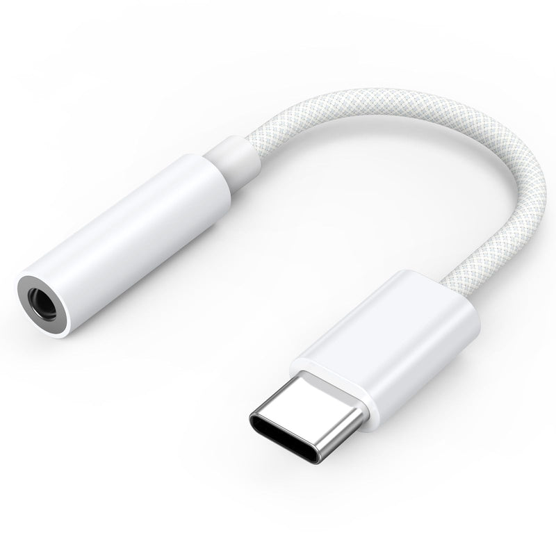 USB C to 3.5mm Audio Adapter, USBC to Headphone Jack AUX Dongle 24bit/48kHz | Braided Cable for iPhone 17/16/15 Galaxy S26 Note 20 iPad 11th/10th Gen MacBook Pro 1