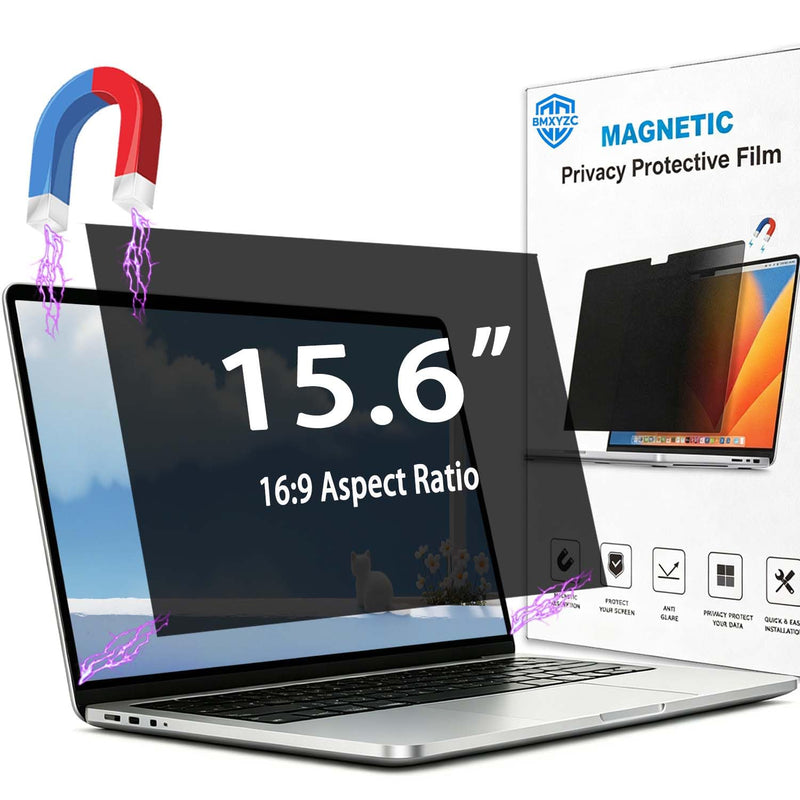 Magnetic Laptop Privacy Screen 15.6 inch 16:9, 26° Anti Peeping | Removable Security Shield, Anti-Glare/Blue Light Filter, Privacy Screen Shield for Eye Protection 15.6"-16:9(345*199.5mm)