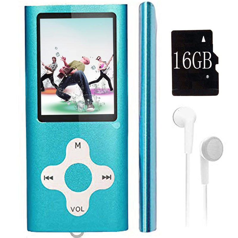 Mp3 Player,Music Player with a 16 GB Memory Card Portable Digital Music Player/Video/Voice Record/FM Radio/E-Book Reader/Photo Viewer/1.8 LCD (Sky Blue) Sky Blue