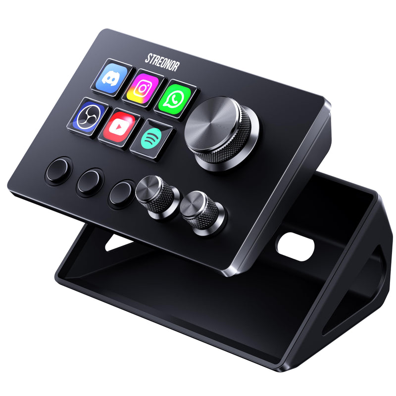 Streonor S6 Mini Stream Controller, Macro Keypad Shortcut Keyboard | 6 Customizable Keys, 3 Scene Keys & 3 Knobs, Compact Macro Deck for Live Streaming, Editing, Productivity, Windows & Mac