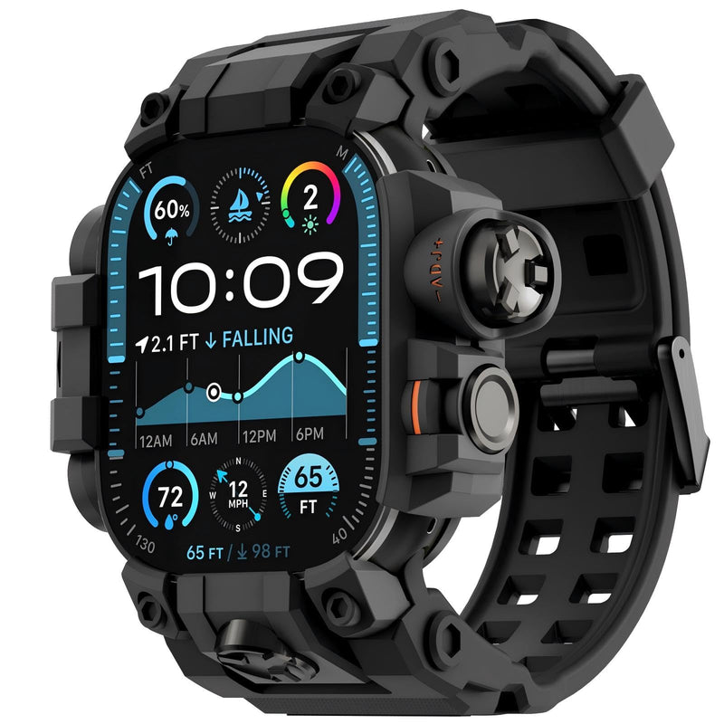 KADES 2-in-1 Removable Rugged Case with Band for Apple Watch Ultra 49mm, Military Grade Shockproof Full Cover with Built-in Tempered Glass Screen Protector for Men Sports Hiking Workout Black