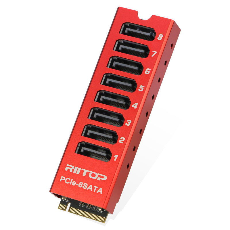 M.2 to SATA Adapter [8 Port], M2 NVMe to SATA 3.0 Card with Aluminum Housing for SSD/NAS up to 6Gbps