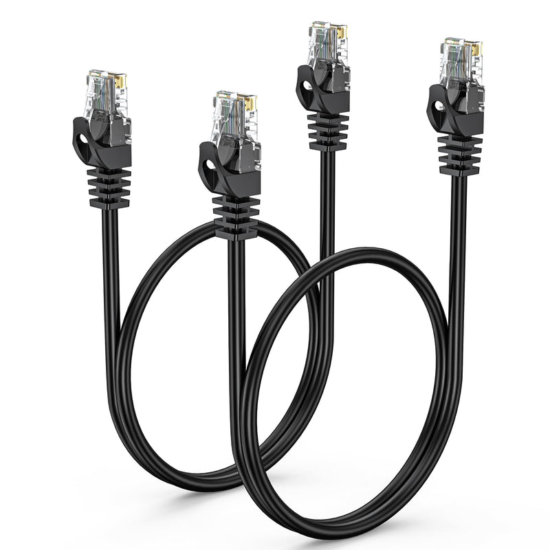 Short Cat 6 Ethernet Cable 2FT 2-Pack, Cat6 Patch Cable 2 Foot | 10Gbps High Speed 500MHz Internet RJ45 Network LAN Cord for Patch Panels, Switch, Servers, PC, Router, Modem, Gaming, Laptop