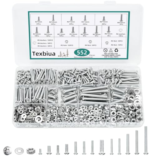 552 Pcs Metric Screws Nuts and Bolts Assortment Kit, M3 M4 M5 M6 Set Screws Silver