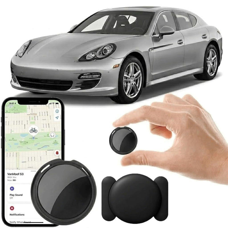 GPS Tracker for Vehicles No Subscription Works with Find My(iOS Only)Hidden | Magnetic Case Mini Car Locator Real-Time Global Tracking Device for Vehicles Motorcycles Waterproof Key Finder No Monthly Fee Black