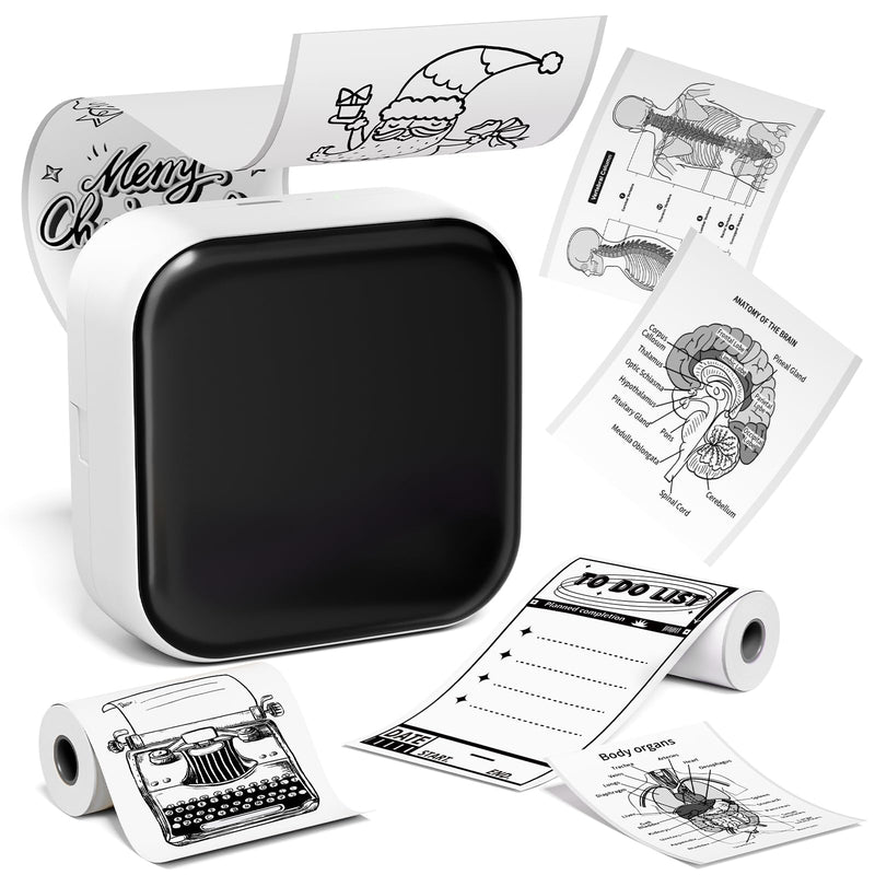 Ponek Print Pod Mini Sticker Printer, Mini Thermal Printer M02X | Stickers Maker Machine for Kids, Student, Family, Pocket Photo Printers, White 1 Printer & 1 Roll Paper