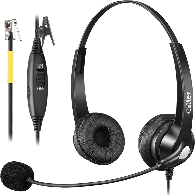Callez Telephone Headset for Grandstream Avaya Panasonic Snom Ooma Phones | RJ9 Phone Headset with Noise Cancelling Mic, Volume Controls, Work for Grandstream GXP2135 2170 Avaya 1608 1616 Office Phones Silver