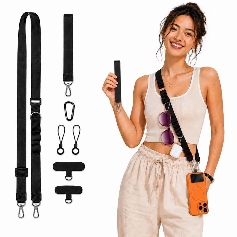 2Pack Crossbody Cell Phone Lanyards & Wrist Straps | 2Pack Multifunctional Adjustable Detachable Neck Strap 2 Phone Patches for Men Women Travel