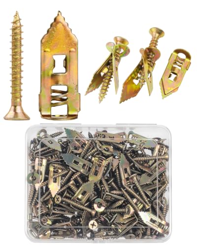 180pcs Self Drilling Drywall Anchors with Screws Kit, Heavy Duty Zinc Alloy Metal Hollow Wall Anchors, Sheetrock Plasterboard Anchors 0.47x1.18inch, No Drill Self Tapping Dry Wall Screw Anchor Set