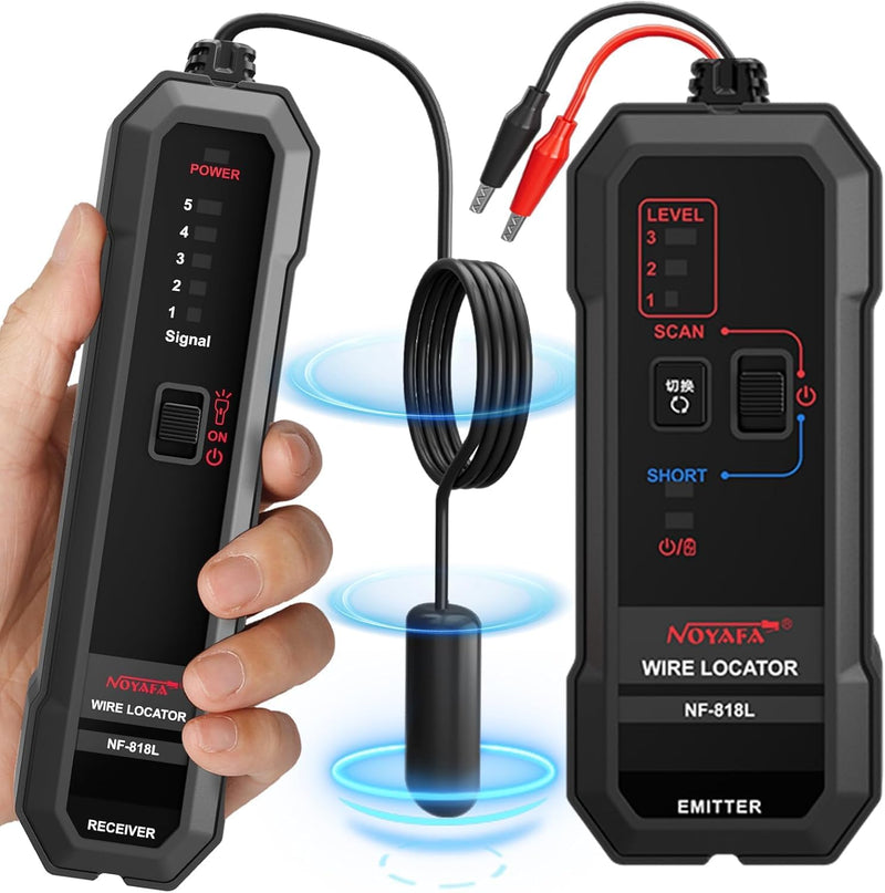 NOYAFA Underground Wire Locator, Underground Cable Locator for Pet Fence Buried Sprinkler Valve, Electrical Wire Tracer Cable Tester for Locating Irrigation Tone Generator Kit