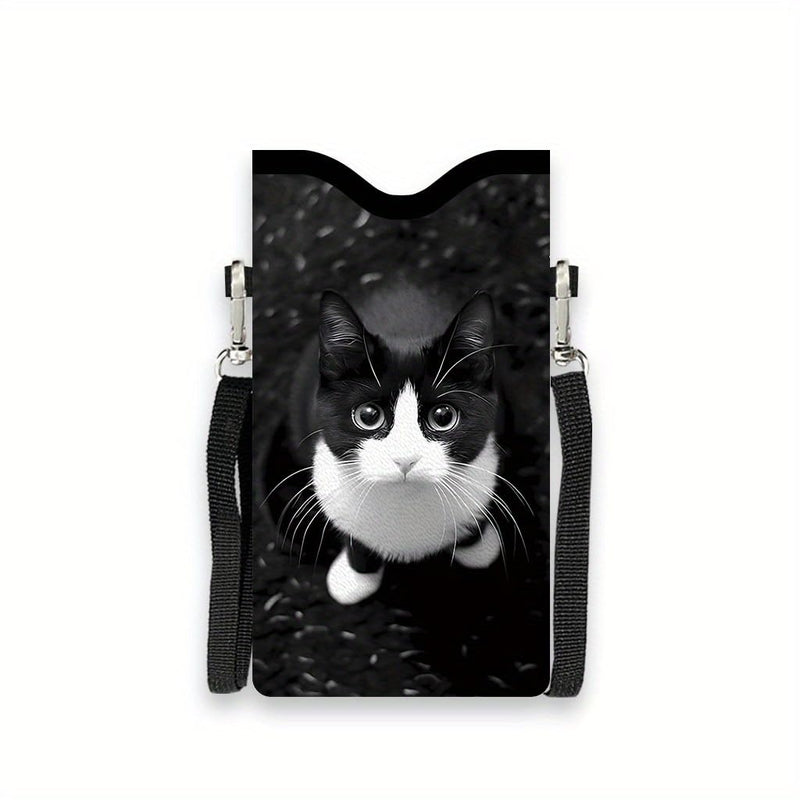Double Sided Cow Cat Printed Unisex Crossbody Phone Bag | Adjustable Strap