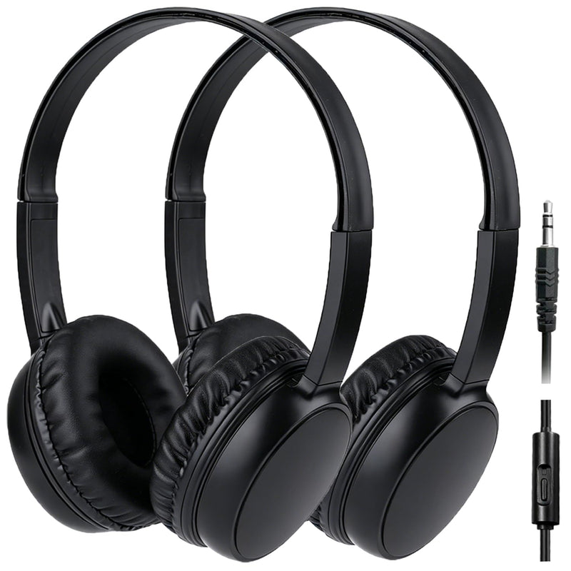 2 Pack Kids Headphones with Microphone for Classroom School, Durable Wired On-Ear Headset Class Set for Students Tablet Laptop PC & Boys Girls (HY30, 2Black) Black 2 Pack