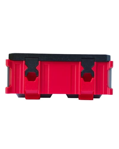 Double Feet Mounting Tool Box For Milwaukee Packout Mini Crate | Storage Organizer for Tools | Small Tool Holder, Black & Red