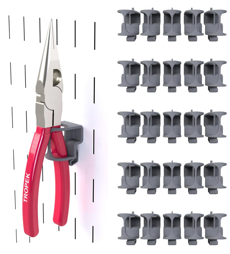 Pliers Bracket Model 104 | Compatible with Wall Control | for Tool Wall Organization to Hang Pliers, Ratchet, Socket Extension, or Scissors | 25-Pack