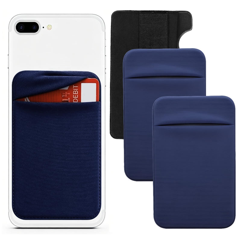 3 Pack Cell Phone Card Holder, Stretchy Stick on Wallet for Back of Phone, Self Adhesive Card Holder with Flap for Credit Cards ID, No Wallet Needed Compatible with Most Smartphones