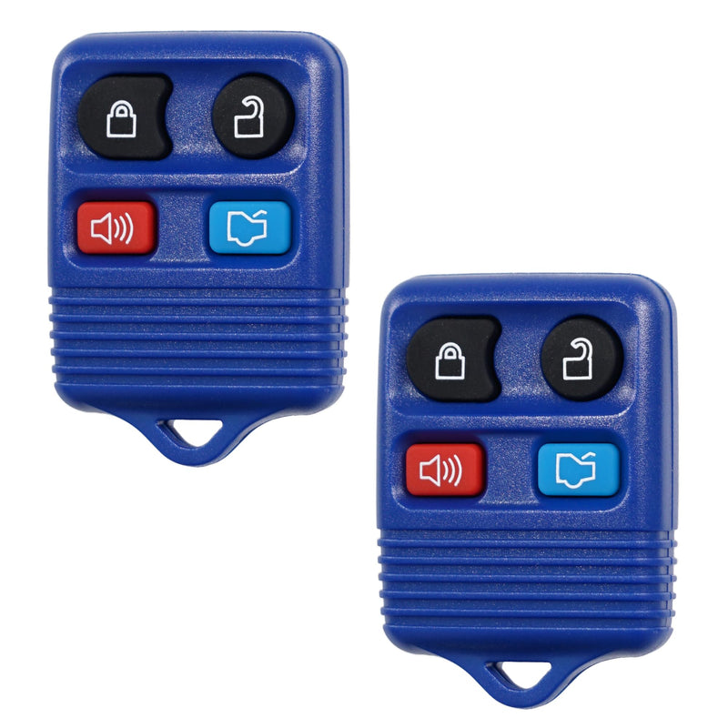 SUPALAND Key Fob Keyless Entry Fits for Ford Mustang Focus Taurus Escape Lincoln Town Car Expedition Explorer 1999-2014 Remote Control Replacement CWTWB1U311 4 Button Blue 2PCS