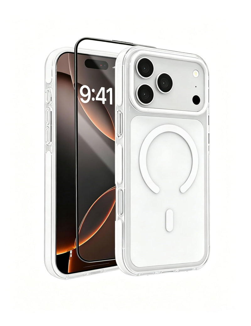 Clear Anti-Yellowing Case for iPhone 17 Pro Max, Magnetic Charging White